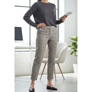 Calvin Klein Women's Mid-Rise Flat-Front Plaid Straight-Leg Ankle Pants Size 16